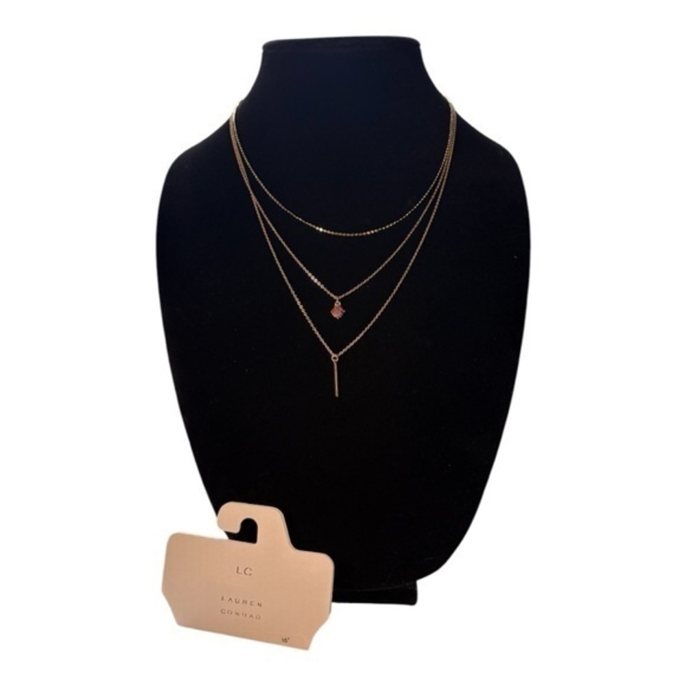 3/$25 LC Lauren Conrad Gold Triple Layered Necklace Elegant Design